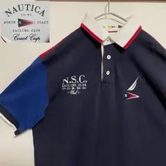 く*お様 激レア NAUTICA ノーティカ 切り替え ポロシャツ 刺繍ロゴ 国