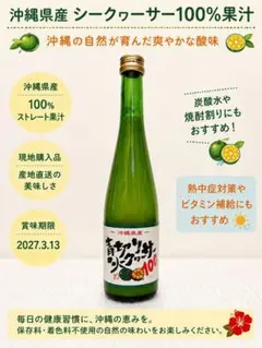 沖縄シークヮーサー100%500ml 6本セット賞味期限26.12.6 - メルカリ
