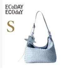 ECODAY ライトブルー 編み 通勤おしゃれ 2way ショルダー M - メルカリ