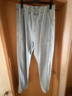 ライトブルー イージーパンツ ゴムウエスト