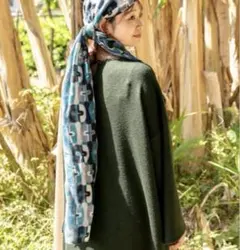 チャイハネ　アミナコレクション　幾何学柄ストール　ウール混