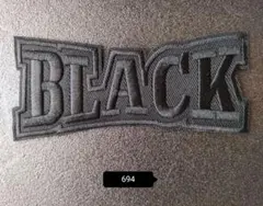 694 BLACK 約5*11cm 刺繍 アイロンワッペン パッチ 飾り 手芸用