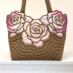 ハワイアンキルトバッグ★ハンドメイド★ ハワイアンキルト トートバッグ ジンジャー シダ ファスナー付き