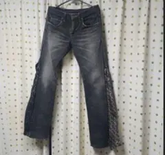 再構築デニム　柄パンツ　ベルボトム　フレア　グランジ　Y2Kのサムネイル