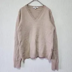 【UNIQLO】（XL） カシミヤVネックセーター/保温性/ふんわり柔らか