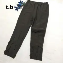 美品　t.b ストレートパンツ ゴムウエスト 裏起毛　L　カーキセンソユニコ