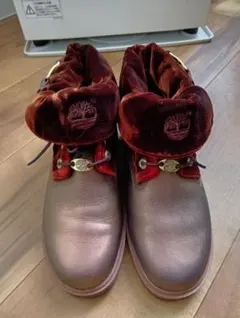 【美品】ティンバーランド本革レア2WAYブーツ ボルドー レザー×ベロア