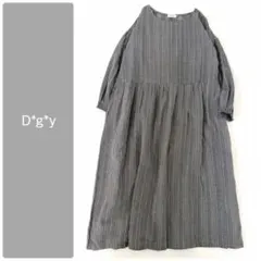 Dgy ▲∴゜コットンリネン　スラブクルーネック　ギャザーワンピース　ナチュラン
