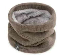 ニット ネックウォーマー カーキ色