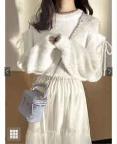 GRL ショルダーオープンニットトップス アイボリー