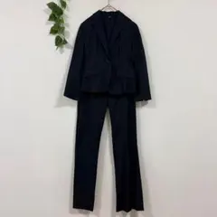 【INED】 イネド 7パンツスーツ セット 7 リネン混 ネイビー フォーマル