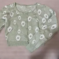 SHEIN デイジー柄 長袖カーディガン ライトグリーン L