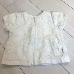 ホワイトレースジップアップ半袖ジャケット 80cmのサムネイル