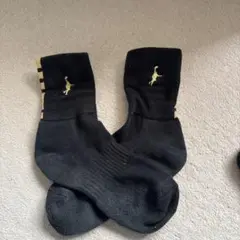 スポーツソックス 黒 金色ロゴ インザペイント