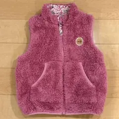 【ホットビスケッツ】ピンク＆花柄リバーシブルダウンベスト　100センチ