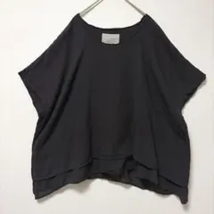 08Mab 二重ガーゼ コットン ブラウス プルオーバー ゆったり 黒のサムネイル
