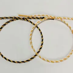 ハンドメイドミサンガ2本セット　アンクレット　YE×ブラック・WH