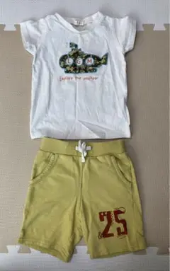 サマンサモスモスラーゴム　Tシャツ95 ＆ ハーフパンツ100