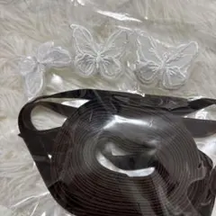 蝶々クリップとブラウンリボンセット