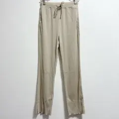 ジーユー GU 【S】リブパンツ リブスリムストレートパンツ 足長効果 ベージュ