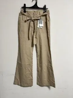 【新品】ベージュ ワイドパンツ ウエストリボン付き