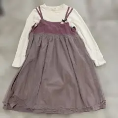 petit main ワンピース 130cm パープル　レース二重