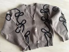 AMELYカーディガン リボン Vネック ショート丈