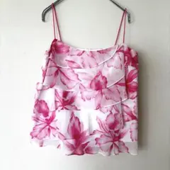 アプワイザーリッシェ キャミソール 花柄 フリル ティアード シフォン ピンクのサムネイル