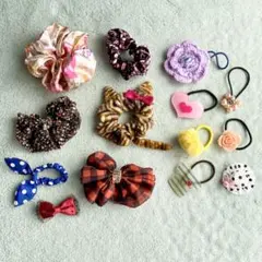キッズ ヘアアクセ 14点 まとめ売り ヘアゴム リボン シュシュ