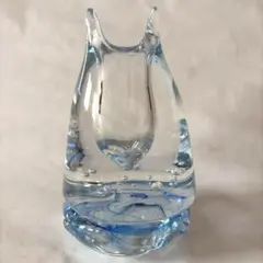 ☆きらきら☆ガラス 一輪挿し 花瓶 ブルー 気泡入りのサムネイル