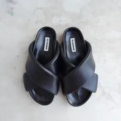 JIL SANDER パデッドクロスレザー サンダル 43 黒 - メルカリ