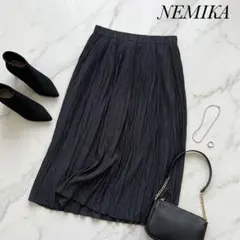 NEMIKA ワッシャー プリーツ スカート ネイビーのサムネイル