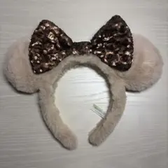 ディズニー ミニーちゃん カチューシャ ふわふわ ベージュ