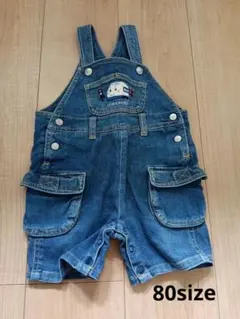 サンリオ　新幹線　刺繍オーバーオール　デニム　 80cmのサムネイル