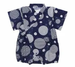 ネイビー 幾何学模様 甚平 70cm