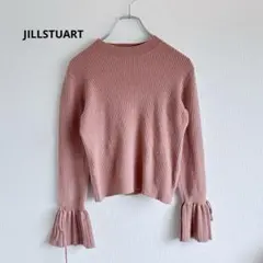 ジルスチュアート リブニット フレア袖 リボン ウール混　ピンク　　フリーサイズ