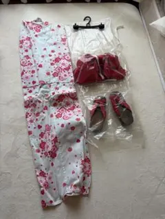女児150サイズ　浴衣　帯　下駄セット