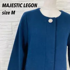美品★マジェスティックレゴン ビジューボタン ノーカラーコート M ネイビーのサムネイル