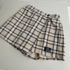 チェック柄　スカート風ショートパンツ　160
