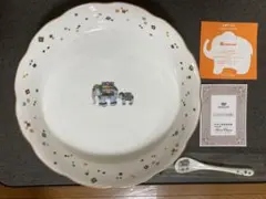 NARUMI ボーンチャイナ 象柄 深皿　　　スプーン付き　未使用品のサムネイル