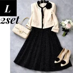 【L2点】入学式セレモニーママスーツ フリル×ドットプリーツ 可愛い系2way