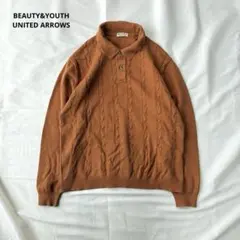 beauty&youth XL オレンジ ケーブル編み ポロセーターのサムネイル