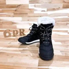 美品【ソレル】ユース ウィットニーII ショートレース ブーツ 21.0 黒×白