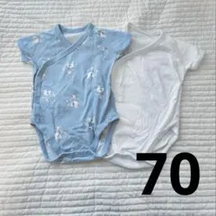 ユニクロ　ボディスーツ　70 前開き　ロンパース　肌着　綿100 ベビー