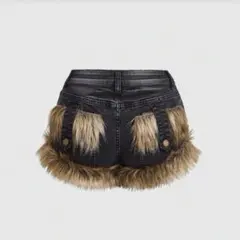 y2k グランジ ショートパンツ ファー パンク デニム 平成 平成ギャル