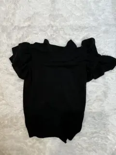 フリル袖 ブラック ノースリーブニット