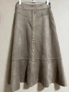 ZARA ベージュ スエード風 ロングスカート ボタン付き