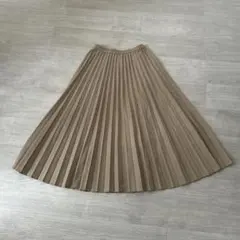 ユニクロ S アコーディオンプリーツロングスカート ベージュ