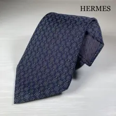 希少 極美品 HERMES エルメス ネクタイ ドット 総柄 シルク フランス製