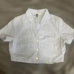 H&M ギンガムチェック 半袖 シャツ クロップド丈のサムネイル